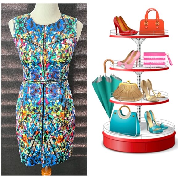 Milly Dresses & Skirts - MILLY Stained Glass Sheath Dress Sz 2 One of a kind print from Italy sleeveless